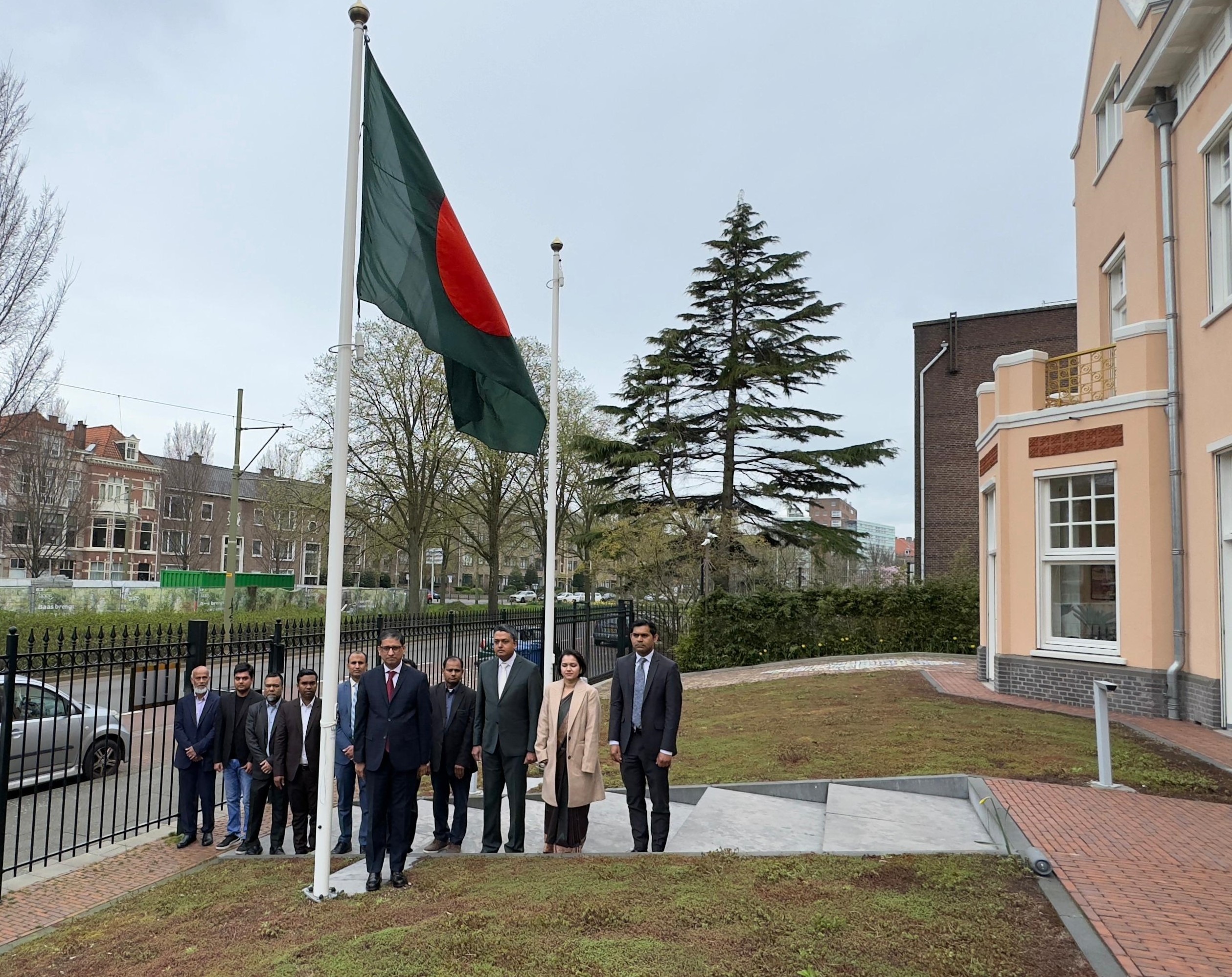 Raising Flag at Bangladesh Embassy to Netherlands 