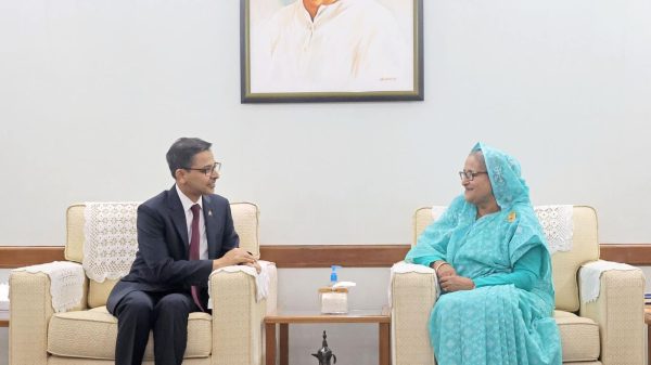 Indian High Commissioner Pranay Verma with PM Sheikh Hasina"