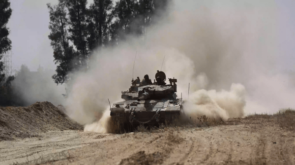 Israeli tanks lined up near the border as tensions with Iran escalate